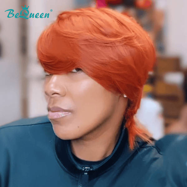 BeQueen Wig TOPPER & MOHAWK Bequeen Orange Side Part Special Made Topper