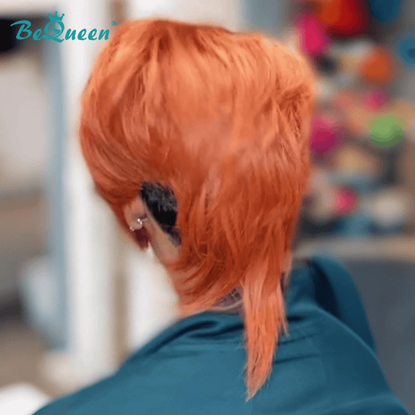 BeQueen Wig TOPPER & MOHAWK Bequeen Orange Side Part Special Made Topper