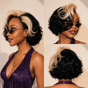 BeQueen Wig Luxurious Customized Wigs Bequeen Party-Night Chic Frontal Highlight Blonde Lace Bob Style Full Cap Wig