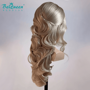 BeQueen Wig WEDDING WIG Bequeen Pearl-Embellished Side-Swept Wedding Chignon