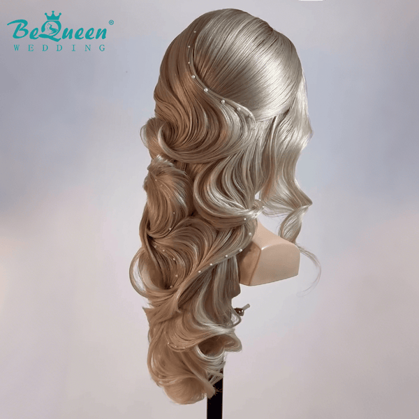 BeQueen Wig WEDDING WIG Bequeen Pearl-Embellished Side-Swept Wedding Chignon