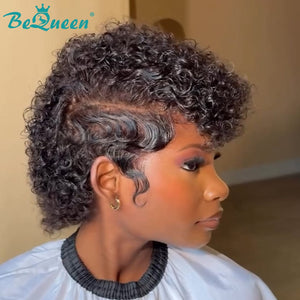 BeQueen Wig FULL LACE WIG Bequeen Pixie Cut 100% Human Hair Curly Full Lace Wig