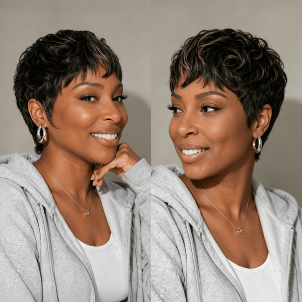 BeQueen Wig PIXIE WIGS Bequeen Pixie Cut Brown Color Machine Made Wig