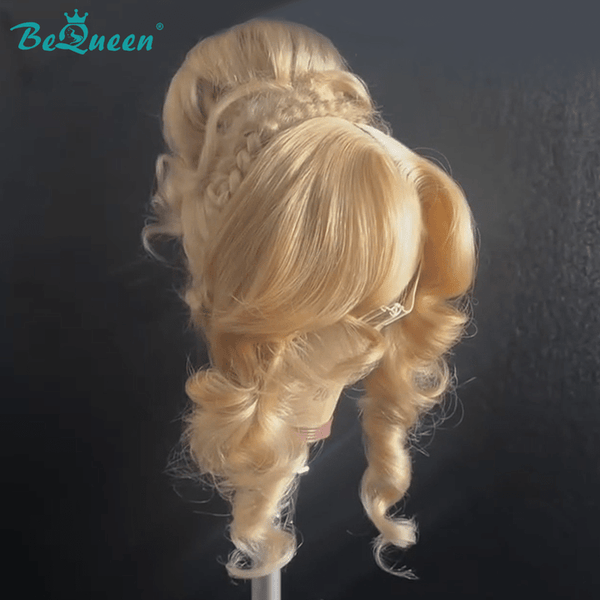 BeQueen Wig WEDDING WIG BeQueen Platinum Blonde Lace Front Braid-Up Wedding Wig