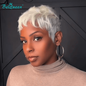 BeQueen Wig PIXIE WIGS Bequeen platinum Pixie Cut Machine Made Wig