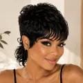 BeQueen Wig PIXIE WIGS Black Bequeen Pretty Two Colors Machine Made Mullet Wig