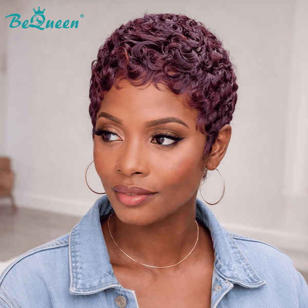 BeQueen Wig PIXIE WIGS Bequeen Purple Finger Wave Pixie Short Cut Wig