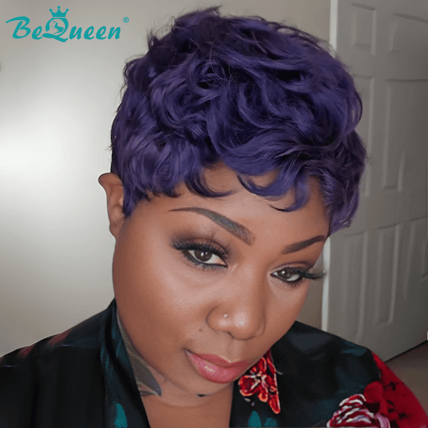 BeQueen Wig PIXIE WIGS Bequeen Purple Waves Machine Made Pixie Wig