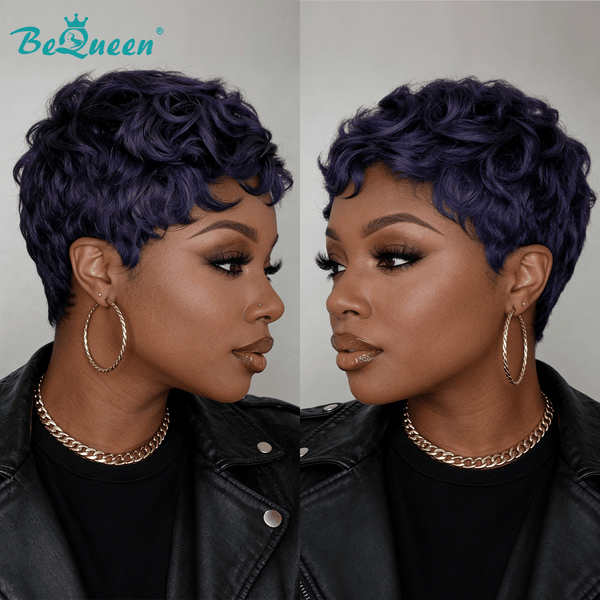 BeQueen Wig PIXIE WIGS Bequeen Purple Waves Machine Made Pixie Wig