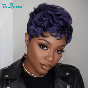 BeQueen Wig PIXIE WIGS Bequeen Purple Waves Machine Made Pixie Wig
