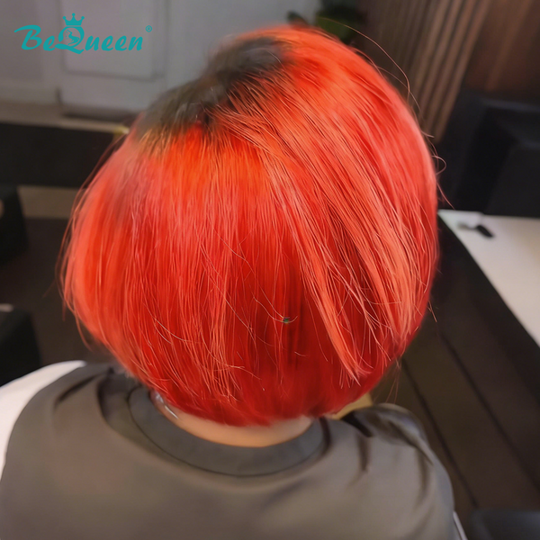BeQueen Wig Bequeen Red Highlight White Frontal Lace Bob Wig