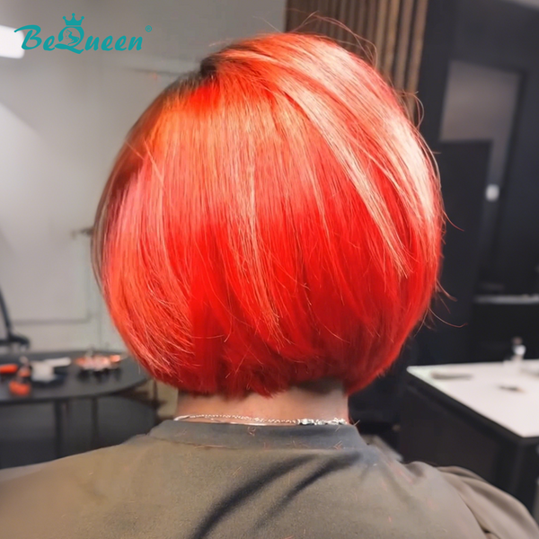 BeQueen Wig Bequeen Red Highlight White Frontal Lace Bob Wig