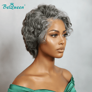 BeQueen Wig PIXIE WIGS Bequeen Salt And Pepper 13X4 Frontal Lace Wig