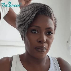 BeQueen Wig PIXIE WIGS Bequeen Salt And Pepper Fashion Pixie Cut Lace Wig