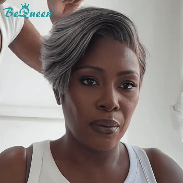 BeQueen Wig PIXIE WIGS Bequeen Salt And Pepper Fashion Pixie Cut Lace Wig