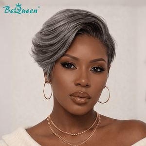 BeQueen Wig PIXIE WIGS Bequeen Salt And Pepper Fashion Pixie Cut Lace Wig