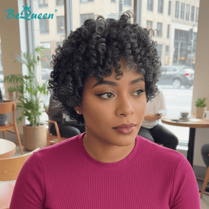 BeQueen Wig Luxurious Customized Wigs Bequeen Salt And Pepper Short curly Wig