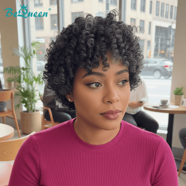 BeQueen Wig Luxurious Customized Wigs Bequeen Salt And Pepper Short curly Wig