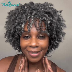 BeQueen Wig Luxurious Customized Wigs Bequeen Salt n Pepper curly Wig