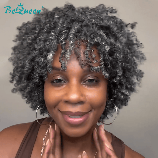 BeQueen Wig Luxurious Customized Wigs Bequeen Salt n Pepper curly Wig