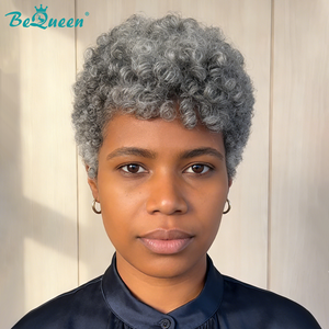 BeQueen Wig Luxurious Customized Wigs Bequeen Salt & Pepper Afro Pixie Wig