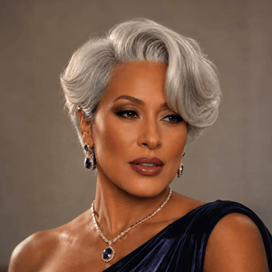 BeQueen Wig Luxurious Customized Wigs Bequeen Salt&Pepper Elegant Short Cut Frontal Lace Wig