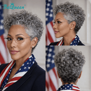 BeQueen Wig Luxurious Customized Wigs Bequeen Salt&Pepper Finger Wave Short Cut Frontal Lace Wig