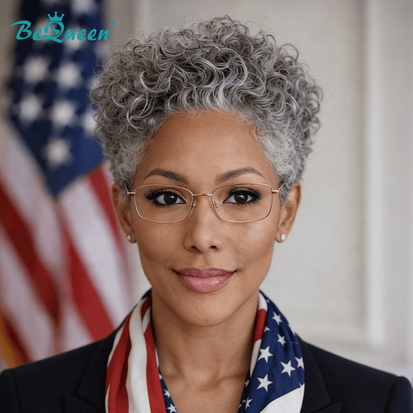 BeQueen Wig Luxurious Customized Wigs Bequeen Salt&Pepper Finger Wave Short Cut Frontal Lace Wig