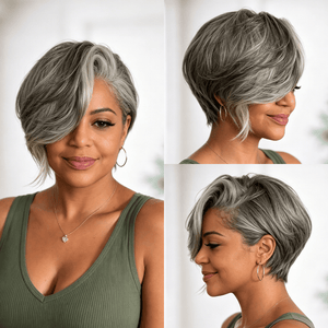 BeQueen Wig PIXIE WIGS Bequeen Salt&Pepper Natural Short Cut Frontal Lace Wig