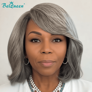 BeQueen Wig Bequeen Salt & Pepper Side Part Bob Lace Wig