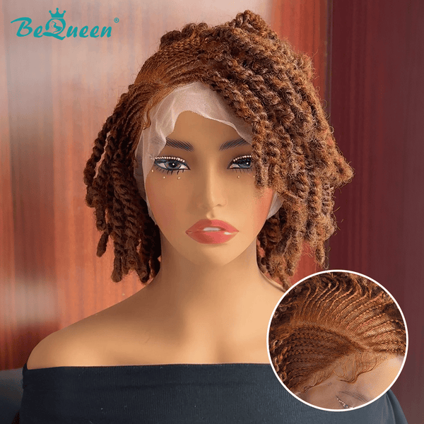 BeQueen Wig PIXIE WIGS Brown Bequeen Savage Side Part Curly Braid Wig