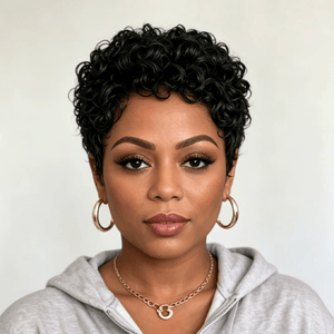 BeQueen Wig PIXIE WIGS Bequeen Sexy Finger Wave Full Lace Pixie Cut Wig-1
