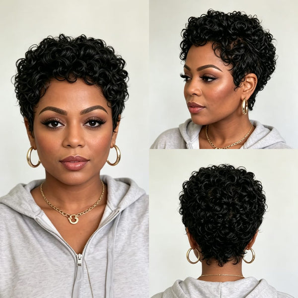 BeQueen Wig PIXIE WIGS Bequeen Sexy Finger Wave Full Lace Pixie Cut Wig-1