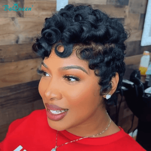 BeQueen Wig PIXIE WIGS Bequeen Sexy Finger Wave Lace Pixie Cut Wig