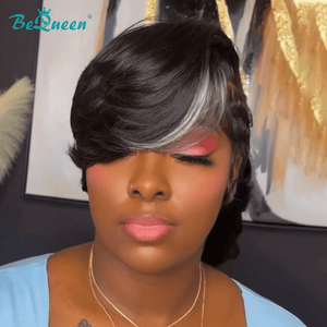 BeQueen Wig Mullet Wig Bequeen Sexy Highlight Grey Side Part Mullet Wig