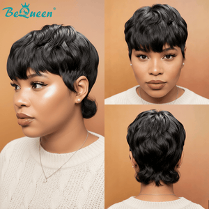 BeQueen Wig Mullet Wig Bequeen Short Bang Mullet Glueless Wig