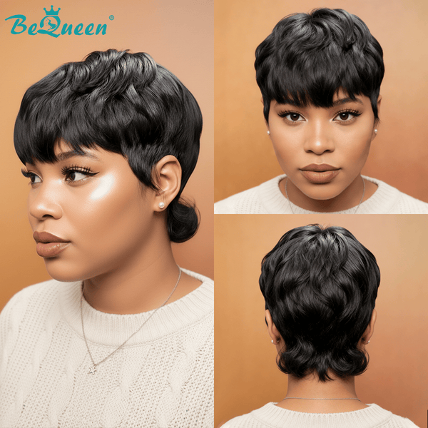 BeQueen Wig Mullet Wig Bequeen Short Bang Mullet Glueless Wig