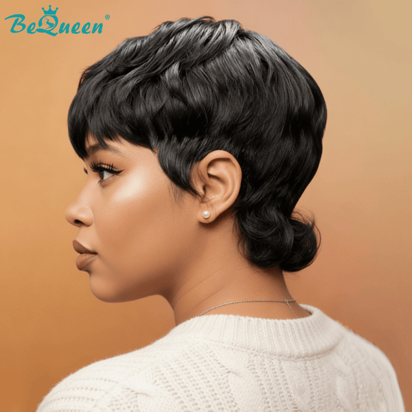 BeQueen Wig Mullet Wig Bequeen Short Bang Mullet Glueless Wig