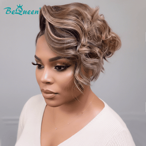 BeQueen Wig PIXIE WIGS Bequeen Short Caramel Blonde Side Part Wave Pixie Wig