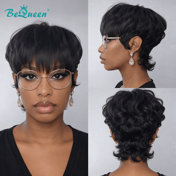 BeQueen Wig Mullet Wig Bequeen Short Cut Bang Small Head Mullet Glueless Wig