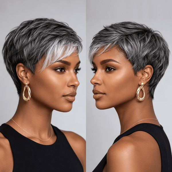 BeQueen Wig No Lace Wig Bequeen Short Pixie Cut  Human Hair Wig
