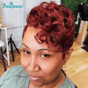 BeQueen Wig FULL LACE WIG Bequeen Side Part Curly Red Full Lace Wig