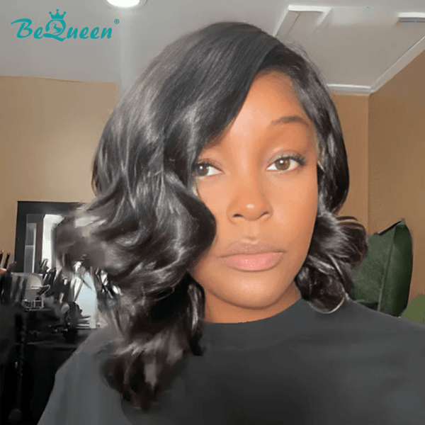 BeQueen Wig Bequeen Side Part Wavy Bob Lace Wig