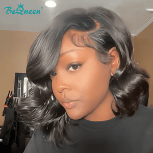 BeQueen Wig Bequeen Side Part Wavy Bob Lace Wig