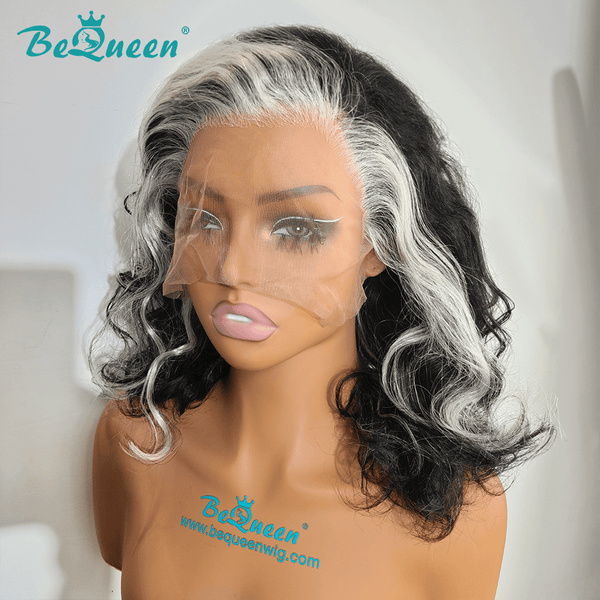 BeQueen Wig TOPPER & MOHAWK Bequeen Silver Highlight Salt And Pepper Bob Wig