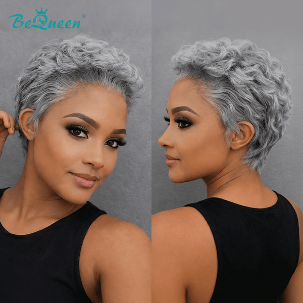 BeQueen Wig Luxurious Customized Wigs Bequeen Silver Poise Pixie Lace Wig