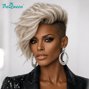 BeQueen Wig TOPPER & MOHAWK Bequeen Silver Side Part Machine Made Topper For Black Woman