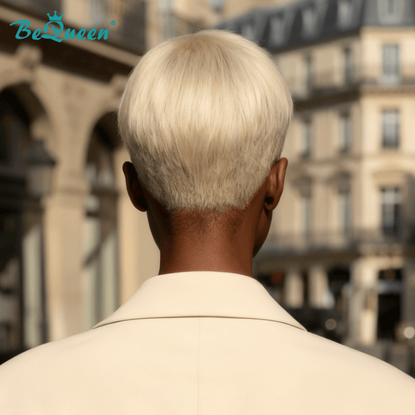 BeQueen Wig PIXIE WIGS Bequeen Silver White Straight Pixie Cut Wig