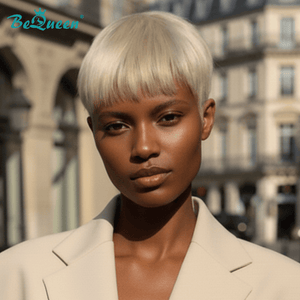 BeQueen Wig PIXIE WIGS Bequeen Silver White Straight Pixie Cut Wig