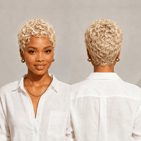 BeQueen Wig PIXIE WIGS Blonde Bequeen Small Wave Pixie Cut No Lace Wig Special Style (4 Colors)